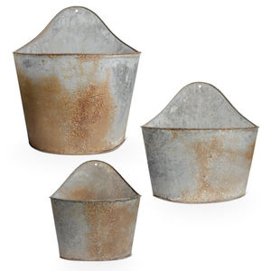 Lot de 2 jardinières murales rondes en métal galvanisé style rustique ferme, pour intérieur et extérieur - Product Image 4