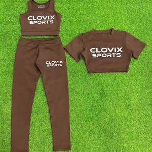 ชุดเซ็ตแทรคสูทผู้หญิงแบบปรับแต่งได้ สีพื้น กางเกงขายาว เสื้อครอปแขนสั้น ระบายอากาศได้ดี เหมาะสำหรับเล่นกีฬาในฤดูร้อน - Product Image 4