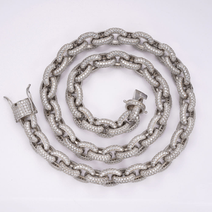 Collier chaîne cubaine en argent 925 plaqué or rose avec moissanite, style vintage ultra-icéré effet diamant, bijou de luxe hip-hop unisexe, cadeau - Product Image 1