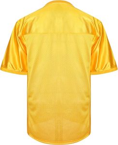 Camiseta de Fútbol para Hombre con Cuello en V, Estampado Digital, Bloques de Color Amarillo, Diseño de Parches, Estilo Urbano Único, Manga Corta, Corte Regular - Product Image 3