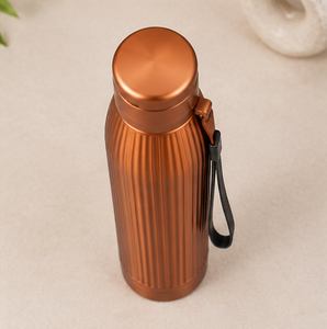 Copper <b>Thermos</b> <b>Bottle</b> With Handle Minimalist Design Portable Travel Use - Product Image 2