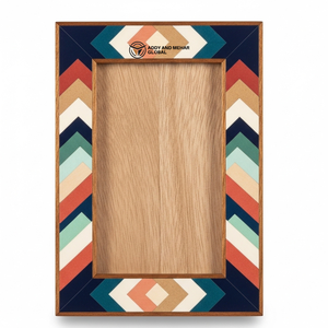 <b>Designer</b> Wooden Picture <b>Frame</b> | Colorful Geometric Inlay | Modern Home Decor <b>Frame</b> - Product Image 1