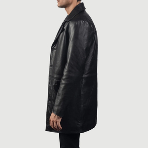 Wholesale Cheapest Price <b>Men's</b> <b>Long</b> Motorcycle Trench Coat For Custom Made Fashionable Genuine Leather with Belt Closure - Product Image 3
