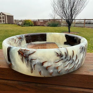 Bol de service en bois de manguier et résine, design poli, avec cuillère, écologique, pour mariage, maison, hôtel et restaurant - Product Image 1