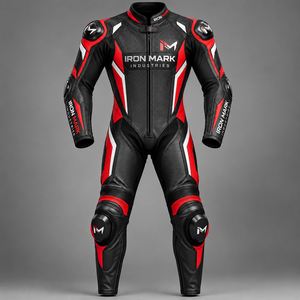 IRON MARK INDUSTRIES Men's <b>Full</b> Sleeve Leather Motorcycle Racing <b>Suit</b> Waterproof Breathable 220g Protective Riding Gear Laser - Product Image 2