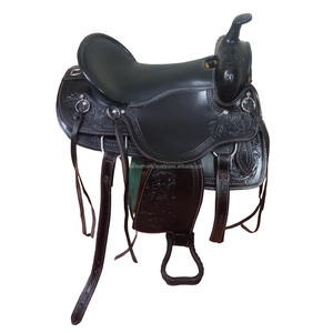 Asiento acolchado completo suave y cómodo de calidad superior Asiento de caballo de carreras de barril occidental hecho de cuero genuino con juego de tachuelas - Product Image 5