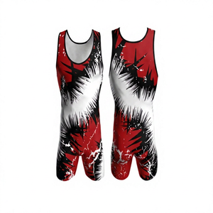 Maillot de lutte sublimé pour homme, sans manches, ajusté, en polyester, anti-humidité, toutes saisons, imprimé rose, noir, blanc - Product Image 2