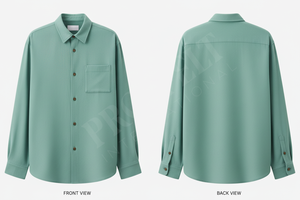 Chemise décontractée unisexe personnalisable à manches longues en mélange de coton avec poche, vente en gros - Product Image 6