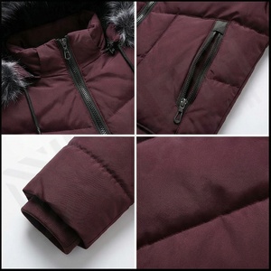 Color sólido de los hombres Casual grueso cálido Streetwear chaqueta de bombardero de moda de invierno prendas de vestir a prueba de viento impermeable lona Nylon Logo frontal - Product Image 4