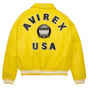 Blouson en cuir AVIREX pour homme 2025 – Nouvelle collection, blouson bomber en cuir véritable coupe-vent style urbain pour l'hiver - Product Image 5