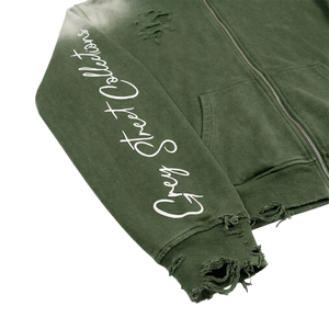 Sweat à capuche zippé pour homme 100% Coton, style vintage, délavé à l'acide, doublure satinée, effet vieilli, grammage lourd 500 g/m², délavé à la pierre, vente en gros - Product Image 4