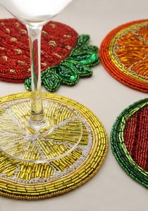 Beautiful Premium Embroidery <b>Beaded</b> <b>Coaster</b> with Handmade Artistic Design for Coffee Table Dining Table and Home Interior Decor - Product Image 5