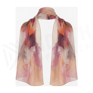 Elegant Women's <b>Long</b> 100% Silk Scarf Hand-Painted Abstract Pattern Fashion Accessory All Seasons - Product Image 2