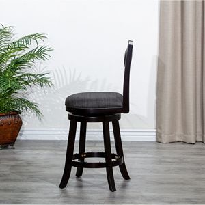 Sgabello da Bar da 24 pollici con Design X X con finitura Espresso e girevole in tessuto carboncino - Product Image 5