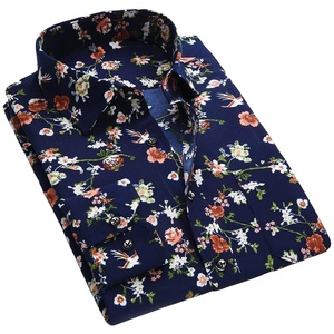 Camisas de Hombre Antiarrugas Estampadas 100% Algodón Precio Económico Venta al por Mayor Más Vendidas Casuales de Manga Larga de Alta Calidad Orientadas a la Exportación - Product Image 1