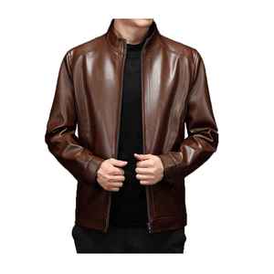 Quality Fashionable Customized <b>Brown</b> Black Goatskin <b>Leather</b> <b>Jacket</b> Genuine <b>Leather</b> <b>Men</b> New Design Very Reasonable Price - Product Image 5