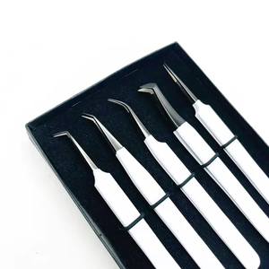 Ensemble de pinces professionnelles pour extensions de cils avec étui, pinces en acier inoxydable allemand, pinces d'isolation pour volume - Product Image 5