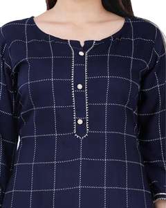 Salwar Kameez de Algodón con Estampado Floral Azul para Mujer, Estilo Étnico, Informal, para Fiestas, Bodas, Verano, Corte Regular, para Todas las Temporadas, Cuello en V, Tres Piezas - Product Image 5