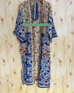 Kimono de Invierno con Bordado Phulkari Floral para Mujer, Estilo Étnico, Algodón, Corte Holgado, Largo Midi, Ropa Casual - Product Image 2