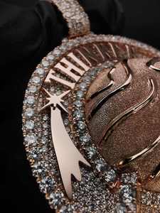 Pendentif personnalisé avec lettres en moissanite pour homme, plaqué deux tons, style hip-hop, en argent - Product Image 3