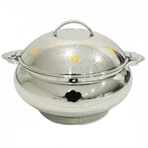 Wholesale Antique Finished Stainless Steel Hot <b>Pot</b> <b>Set</b> Luxury Arabic Design Insulated Casserole Food Warmer Serving Dish - Product Image 3