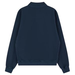 Heavyweight Navy Washed Ribbed Polo Sweatshirt and <b>Jogger</b> Set for Men Cotton Streetwear Sweatpants with Ribbed Collar Fashion - Product Image 2