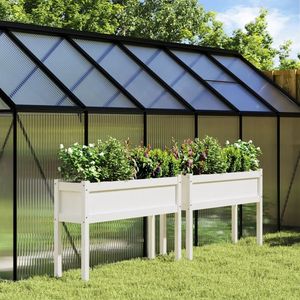 2 pezzi fioriere in legno di pino bianco massiccio con gambe da giardino fioriere e fioriere - Product Image 1