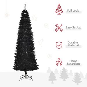 Árbol de Navidad Artificial de Abeto Douglas Delgado de 7 pies sin Luces, con Ramas Realistas Estilo Lápiz, para Decoraciones Realistas de Halloween - Product Image 4