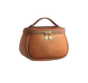 New Arrival High Quality Waterproof <b>Large</b> Makeup <b>Bag</b> Men for Hard Tote Box Travel for PU Leather Dark Brown <b>Cosmetic</b> Case - Product Image 1