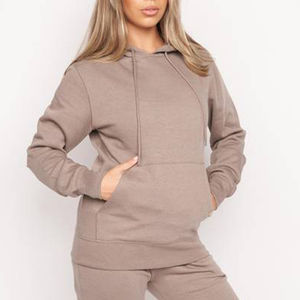 Hoodie court personnalisé pour femme, coupe oversize, épaules tombantes, style décontracté, anti-plis, dernière collection hiver, style urbain, couleur pierre - Product Image 1