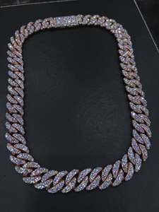 สร้อยคอแบบ Cuban Link ชุบทองคำสีกุหลาบ ประดับเพชร Moissanite VVS รับรองโดย IGI สำหรับทุกเพศ กำลังเป็นที่นิยม ขายดีที่สุด สินค้าขายดี ฮิปฮอป หรูหรา - Product Image 5