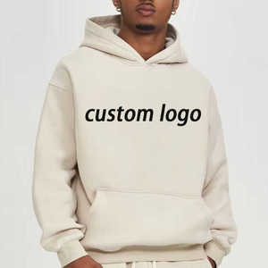 Custom Logo Heavyweight Oversized Hoodie Men Streetwear High Quality Cotton Fleece <b>Plain</b> <b>Grey</b> Blank Unisex Pullover <b>Hoodies</b> - Product Image 1