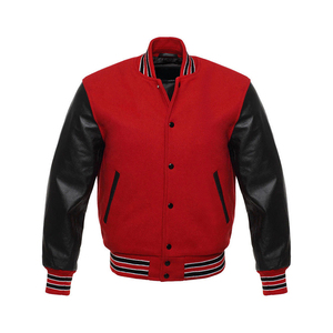 Regular Fitted Leather Sleeve Made Men's <b>Varsity</b> <b>Jackets</b> Trending Fashion Plain Dyed Button Down Crew Neck <b>Varsity</b> <b>Jacket</b> Male - Product Image 6