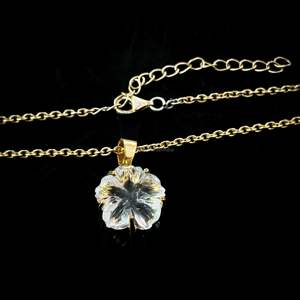 Pendentif en cristal de quartz naturel sculpté en forme de fleur, collier en pierre précieuse pour femme, cadeau d'anniversaire, bijoux en gros, accessoire de mode - Product Image 6