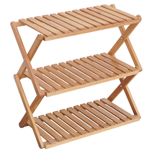 Quick-Setup Portable 3-Tier Radiata Wood Minimalist Modern <b>Shoe</b> <b>Rack</b>-Folding Freestanding Living Room <b>Storage</b> - Product Image 2
