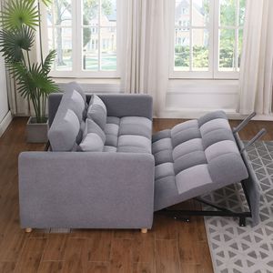 Adjustable Backrest 3-in-1 Sleeper Sofa Couch Bed <b>Small</b> for Teddy Convertible Loveseat Futon Livin <b>Pillows</b> - Product Image 3