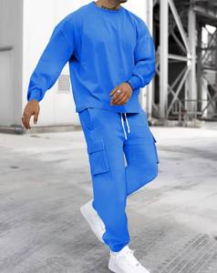 Conjunto de sudadera de punto para hombre, estilo hip hop, transpirable, de mezcla de poliéster de 360 g, color liso, para otoño, de Bangladesh. - Product Image 1