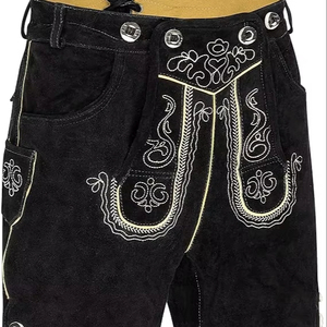 Lederhosen Bávaros para Hombre y Mujer, para el Oktoberfest, Cortos, con Patrón Bordado y Decoración de Botones con Logotipo - Product Image 2