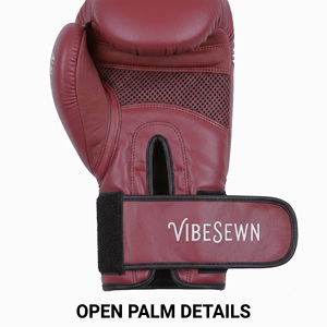 Guantes de Boxeo VIBESEWN de Cuero con Cierre Completo para Entrenamiento, para Adultos, Rojos, MMA, Empaque Personalizado - Product Image 4