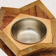 Wholesale Geometric Wood and Rattan Incense Burner Bulk Luxury Mango Wood Bakhoor Censer with Woven Inlay and <b>Hinged</b> Lid - Product Image 6