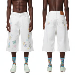 กางเกงยีนส์ขาสั้นเอวสูงทรงหลวมสไตล์ฮิปฮอปสำหรับผู้ชาย รุ่นซัมเมอร์ 2026 - Product Image 1