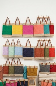 Sac fourre-tout en jute réutilisable, sac de courses, sac de plage, sac de transport pour les courses avec poignée en cuir - Product Image 5