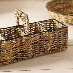 Cesta rectangular tejida para cubiertos con 3 compartimentos, hecha a mano con ratán natural, para decoración de mesa, procedente de Vietnam. - Product Image 4