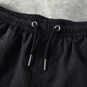 <b>Black</b> High Waist Knee-Length Quick Dry Breathable Eco-Friendly Anti-Wrinkle 100% Polyester Swimming <b>Shorts</b> Drawstring <b>Men</b> - Product Image 4