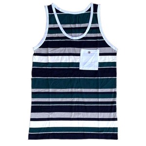 เสื้อกล้ามสไตล์สปอร์ตสำหรับใส่ลำลองในฤดูร้อน แบบสวมใส่สบาย ดีไซน์รูแขนกว้าง คุณภาพดี ลายทาง สำหรับผู้ชาย - Product Image 1