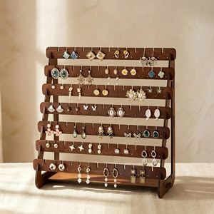 <b>Wooden</b> Earring Display Organizer With Multi Use Organization Ideal For Jewelry Rings Keys And Small Accessories Tabletop Decor - Product Image 1