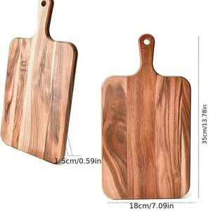 Planche à découper en bois d'acacia avec poignée, planche à découper en bois pour la préparation et le service des aliments en cuisine - Product Image 6