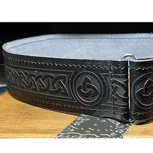 Ceinture écossaise en cuir noir avec motif de nœud celtique en relief, ceinture écossaise de haute qualité 100% cuir - Product Image 5