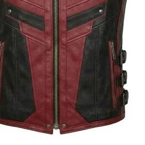 <b>Gothic</b> Distressed Leather Look Vest, Red Black Steampunk Biker Waistcoat, Punk Cosplay <b>Jacket</b> - Product Image 4