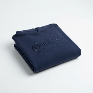 <b>Men's</b> <b>Navy</b> Blue Embroidered Hoodie Premium Cotton <b>Fleece</b> Pullover Streetwear Sweatshirt Custom Logo Wholesale Fashion - Product Image 5